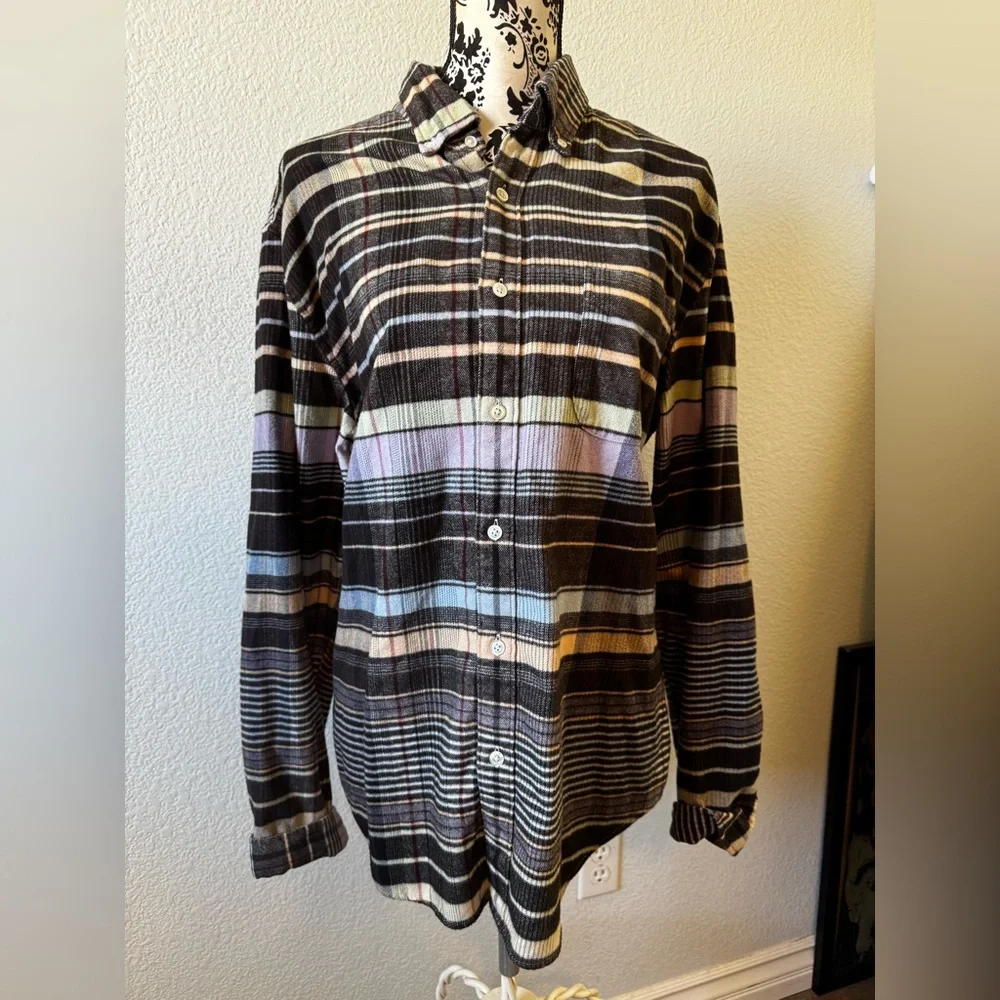 J. Crew Multicolor Striped Casual Button-Down Shirt - Brown Base - Picture 1 of 8